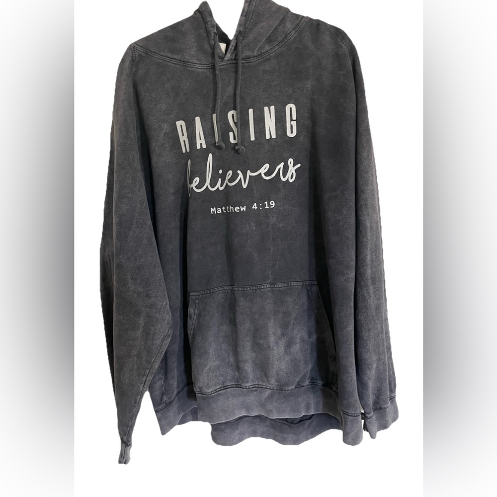 3XL Raising Believers Matthew 4:19 scripture hood.  Vintage wash. Vintage black